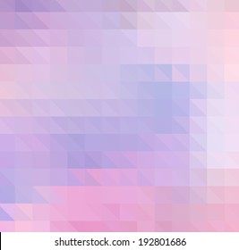 Abstract vector trendy light purple multicolored triangular pattern. Modern polygonal background. Colorful mosaic.