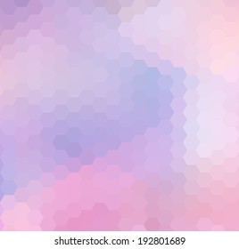 Abstract vector trendy light purple multicolored hexagonal pattern. Modern polygonal background. Colorful mosaic.