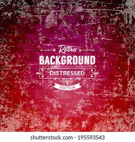 Abstract vector trendy retro dark red polygonal pattern.