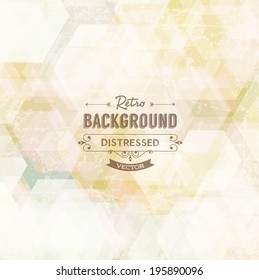 Abstract vector trendy retro multicolored subtle light beige polygonal pattern. Scratched worn and distressed vintage style