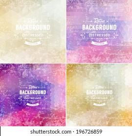 Abstract vector trendy retro multicolored polygonal patterns collection