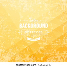 Abstract vector trendy retro yellow polygonal pattern. Vintage distressed background.