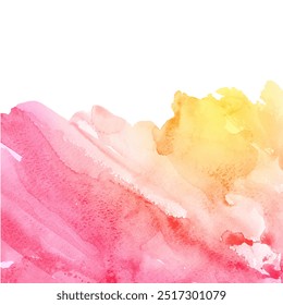 Fondo de degradado de acuarela de moda de Vector Abstractas. Aguarela rosada, amarilla de la mancha del chapoteo para el saludo, la invitación, el Fondo de pantalla. Textura Aqarelle para el diseño, Anuncio, Plantilla, cubierta, impresión. Eps 10.