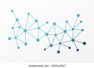 Abstract vector triangle background. Blue poly network pattern. Lines and circles connection illustration for template, concept, web, design, science, molecule structure, net