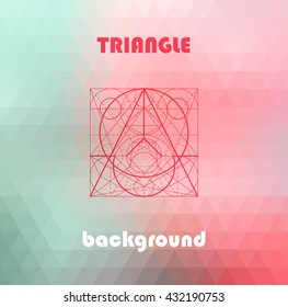 Abstract vector triangle background in pink and mint green