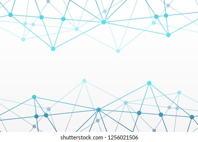 Abstract vector triangle background. Polygonal network pattern. Blue connected lines and circles illustration for business, connection, presentation, project, net, neural, design, concept