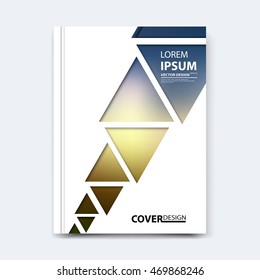 Abstract vector triangle design for cover, poster, banner, flayer, business card, magazine annual report, title page, brochure template layout or booklet.A4 size with simple geometric shapes