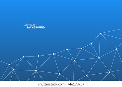 Abstract vector triangle pattern. Geometric polygonal network background. Blue and white infographic illustration for business project, template, concept design, science, connection 