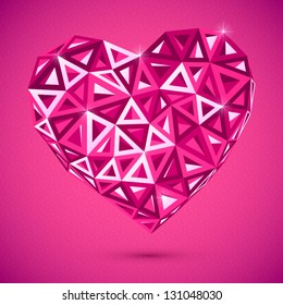 Abstract Vector Triangular Heart On Pink Background