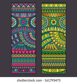 Abstract vector tribal ethnic background set. Two variants of color