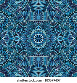 Abstract vector tribal ethnic background seamless pattern