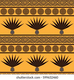 Abstract vector tribal ethnic background. Seamless pattern with blue agave print