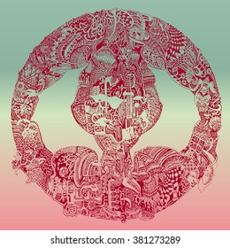 Abstract vector tribal ethnic mandala on trendy gradient