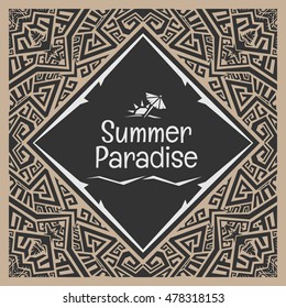 Abstract vector tribal ethnic style frame .Native Invitation card.