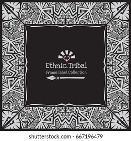 Abstract vector tribal ethnic style frame .