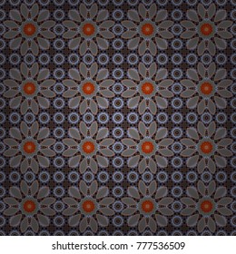 Abstract vector Tribal vintage gray, brown and blue colorful ethnic seamless pattern.