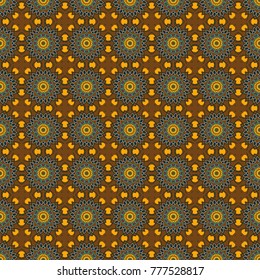 Abstract vector Tribal vintage orange, brown and gray colorful ethnic seamless pattern.