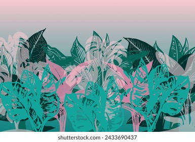 Vector abstracto de fondo tropical. Dibujado a mano ilustración vectorial.