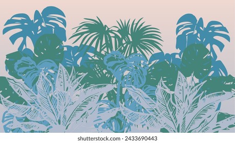 Abstract vector tropical background. Hand-drawn vector illustration.