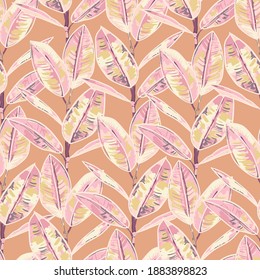 Abstract vector tropical leaves seamless pattern