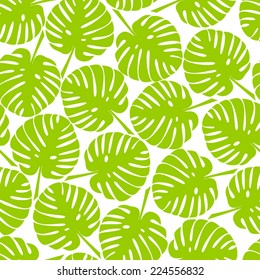 Abstract Vector tropical seamless floral pattern.Summer pattern with monstera leaves.Endless background. Vector nature backdrop. Tropical template.