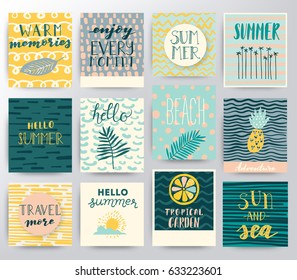 Hand Drawn Watercolor Summer Cards Banners Stock Vector (Royalty Free ...