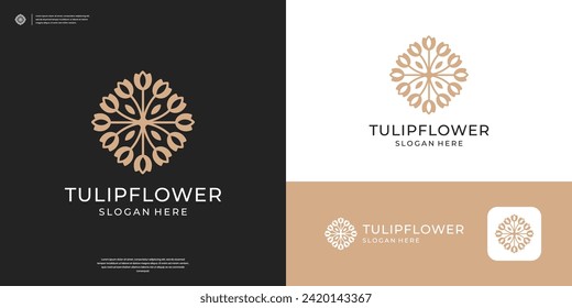 Abstract vector tulip logo design templates