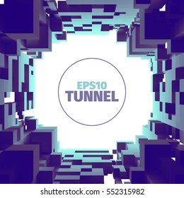 Abstract vector tunnel. 3d background. Circle shape. Design element