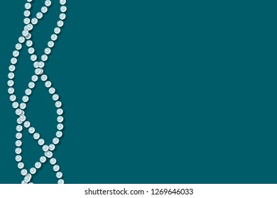Abstract vector turquoise background with beautiful pearl garlands of beads.