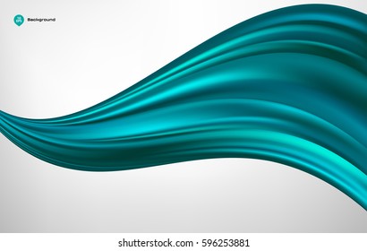 Abstract vector turquoise wave silk or satin fabric on white background for grand opening ceremony or other occasion