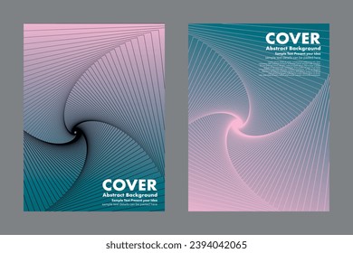 Abstract vector twist lines on gradient background, geometric shape, for cover brochure poster flyer wallpaper banner website business, pink and turquoise, layout template, minimalist style 
