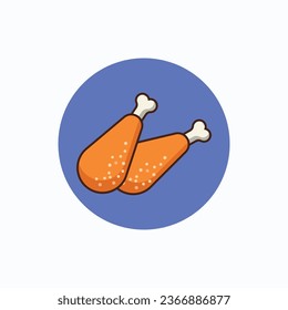 Abstract vector two fried chicken thighs simple flat illustration style. great for food, cafe restaurants, canteens, business, industry.