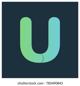 Abstract vector U alphabet letter with gradient and shadow effect