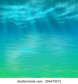 Abstract vector under water background lighted by the sun