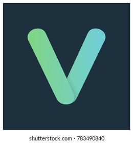 Abstract vector V alphabet letter with gradient and shadow effect