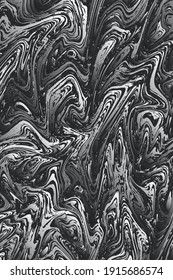Abstract vector vertical background liquid marble free flow pattern with black metallic gradient color. Use for template, cover, wallpaper.