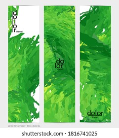 Abstract vector vertical banner. Colorful brush stoke of digital watercolor paint. Dimensional layered feather rainbow colored texture. Creative artistic advertising template. Bright rough scribble.