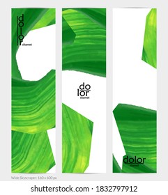 Abstrakter, vertikaler Vektorbanner mit bunten, hellen Acryl-strukturierten Formen. Künstlerische Himmelsdesign-Vorlage. Handgezeichnete Collage Art digitale Farbe. Universelles Layout mit Pinselstrichen.