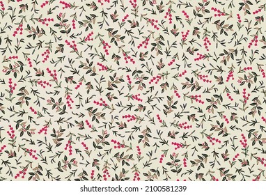 abstract vector very small flowers with stalks all over illustration digital image for textiles designs