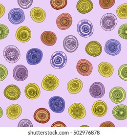 abstract vector vintage colored circles seamless pattern