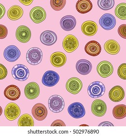 abstract vector vintage colored circles seamless pattern