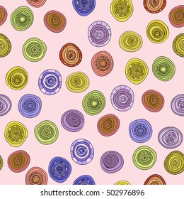 abstract vector vintage colored circles seamless pattern