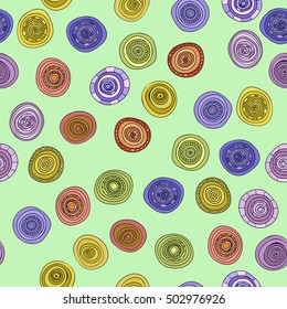 abstract vector vintage colored circles seamless pattern