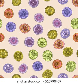 abstract vector vintage colored circles seamless pattern