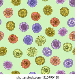 abstract vector vintage colored circles seamless pattern
