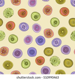 abstract vector vintage colored circles seamless pattern