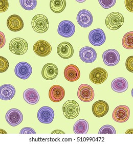 abstract vector vintage colored circles seamless pattern