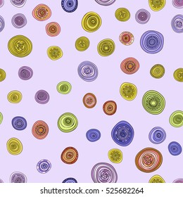 abstract vector vintage colored circles seamless pattern