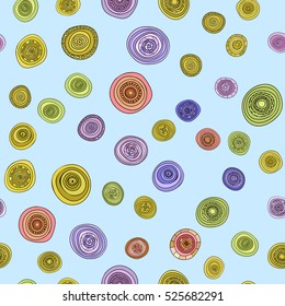 abstract vector vintage colored circles seamless pattern
