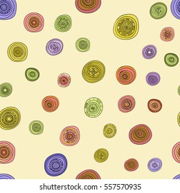abstract vector vintage colored circles seamless pattern